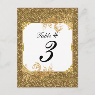 Einfache Gold Elegance Hochzeit-Tischnummer-Karten Postkarte