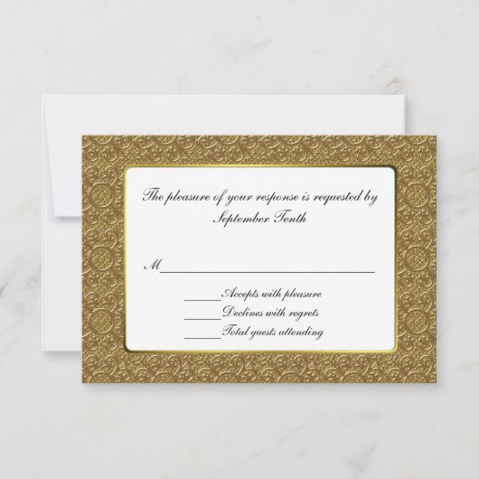 Einfache Gold Elegance Wedding RSVP Response Card Karte (Vorderseite)