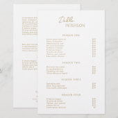 Einfache Gold Elegante Moderne Preisliste (Vorne/Hinten)