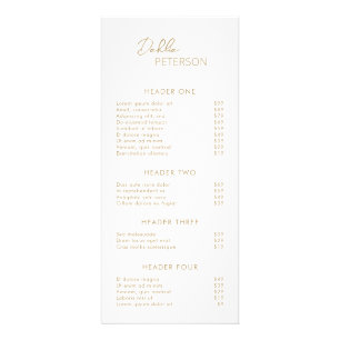 Einfache Gold Elegante moderne Preisliste Moderne Werbekarte