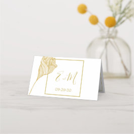 Einfache Gold Floral Moderne Hochzeitskarte Platzkarte