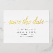 Einfache Gold Foil Calligrafy Save the Date Card Folieneinladung (Vorderseite)