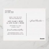 Einfache Gold Foil Skriptüberlagerung Save the Dat Folie Einladungspostkarte (Rückseite)