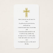 Einfache Gold Foto Beileid Beerdigungskarte (Rückseite)