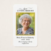 Einfache Gold Foto Beileid Beerdigungskarte (Vorderseite)