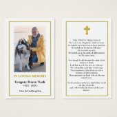 Einfache Gold Foto Beileid Begräbniskarte (Vorne & Hinten)