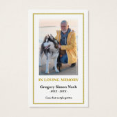 Einfache Gold Foto Beileid Begräbniskarte (Vorderseite)