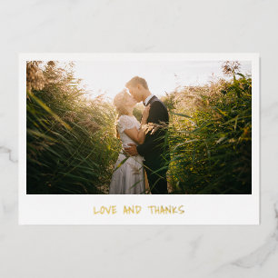 Einfache Gold Foto Hochzeit Dankeschön Card Folieneinladung