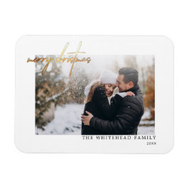 Einfache Gold Frohe Weihnachts White Card Magnet