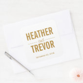 Einfache Gold-Gastgeschenk Hochzeit Quadratischer Aufkleber (Umschlag)