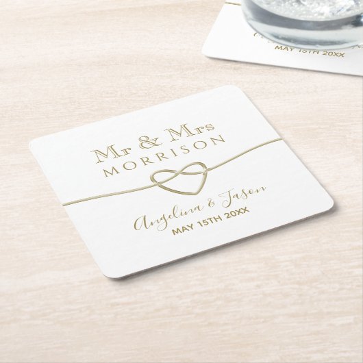 Einfache Gold-Gastgeschenk Hochzeit Rechteckiger Pappuntersetzer (angewinkelt)