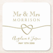 Einfache Gold-Gastgeschenk Hochzeit Rechteckiger Pappuntersetzer (Vorderseite)