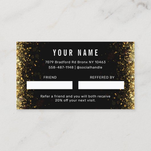 Einfache Gold Glitzer-Karte Visitenkarte (Rückseite)