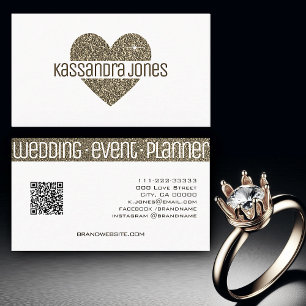 Einfache Gold Glitzer Liebe Herzform Weißer Chic Visitenkarte