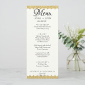 Einfache Gold Glitzer Name Datum Hochzeitsessen hi Menükarte (Stehend Vorderseite)