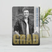 Einfache Gold-GRAD-Overlay Moderne Graduierungspar Einladung (Stehend Vorderseite)