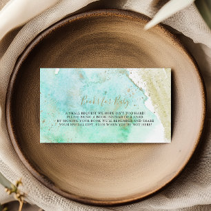 Einfache Gold & Green Baby Dusche Buchanfrage Begleitkarte