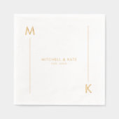 Einfache Gold-Grenze für Monogramm-Linken Servietten Mit Folie (Vorderseite)