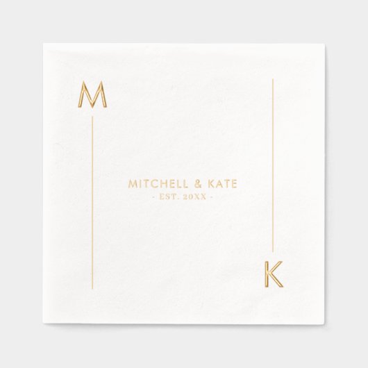 Einfache Gold-Grenze für Monogramm-Linken Servietten Mit Folie (Vorderseite)