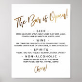 Einfache Gold Handschrift Open Bar Menu-Anmeldung Poster (Vorne)