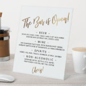 Einfache Gold Handschrift Open Bar Menu-Anmeldung Sockelschild (In Situ)