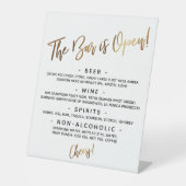 Einfache Gold Handschrift Open Bar Menu-Anmeldung Sockelschild (Vorderseite)
