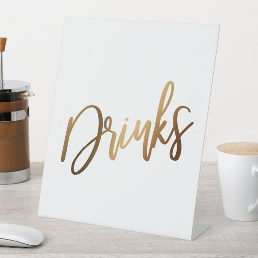 Einfache Gold Handschrift Typografie "Drinks" Sockelschild (In Situ)