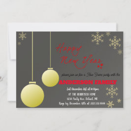 Einfache Gold Happy New Year Cards Einladung