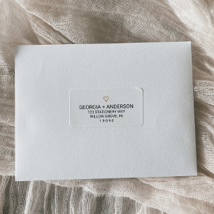Einfache Gold Heart Wedding Address Labels Adressaufkleber