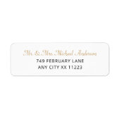 Einfache Gold Hochzeit Rücksendeadressen-Aufkleber (Vorne)