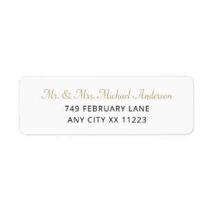 Einfache Gold Hochzeit Rücksendeadressen-Aufkleber