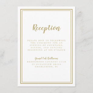 Einfache Gold Hochzeitsempfehlung Moderne schicke Begleitkarte