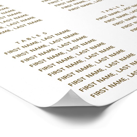 Einfache Gold-Hochzeitstabelle Poster (Ecke)