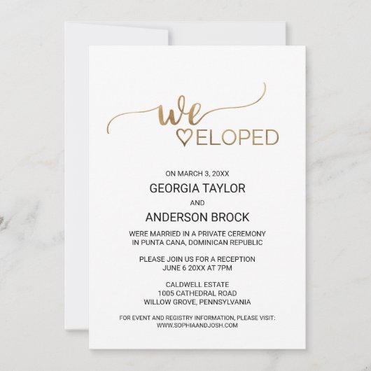 Einfache Gold-Kalligrafie-Eloption Einladung (Vorderseite)