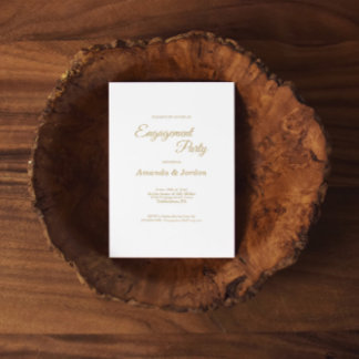 Einfache Gold-Kalligrafie-Engagement-Partei Einladung