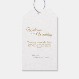 Einfache Gold-Kalligrafie-Hochzeitsmarken Geschenkanhänger