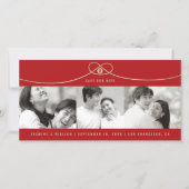 Einfache Gold Knot Double Happy 3 Foto Chinesisch Save The Date (Vorderseite)