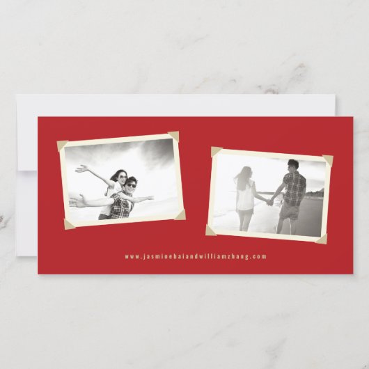 Einfache Gold Knot Double Happy 3 Foto Chinesisch Save The Date (Rückseite)