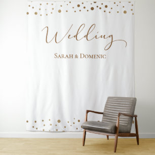 Einfache Gold Konfetti Hochzeitsskript mit benutze Wandteppich