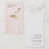 Einfache Gold Leaf Pink Leinen Visitenkarte (Vorne/Hinten)