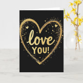 Einfache Gold Liebst du Herz Karte (Gelbe Blume)