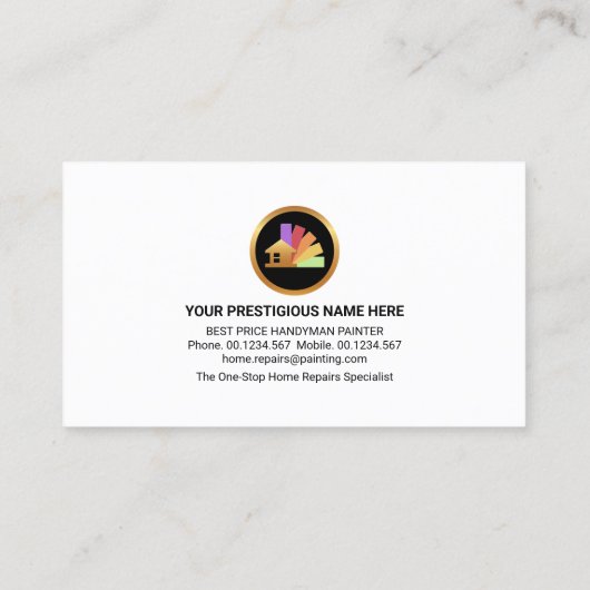 Einfache Gold-Malerei Pinselsymbole Visitenkarte (Rückseite)