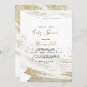 Einfache Gold Minimalistisch Baby Dusche Einladung (Vorne/Hinten)
