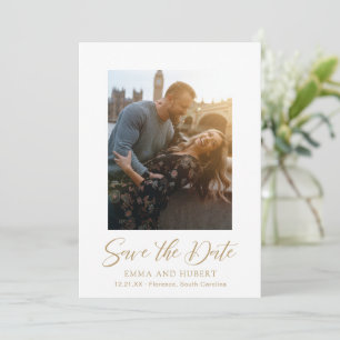 Einfache Gold Minimalistisch Moderne Elegante Hoch Save The Date