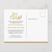 Einfache Gold Moderne 4 Foto Collage Abschluss Einladungspostkarte (Rückseite)