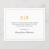 Einfache Gold Monogram Beerdigung Budget Danke Kar (Vorderseite)