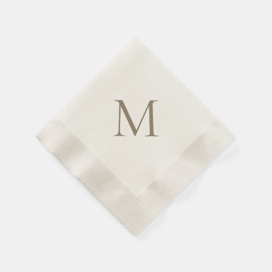 Einfache Gold Monogram Creme Cocktail Serviette (Ecke)