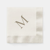 Einfache Gold Monogram Creme Cocktail Serviette (Vorderseite)