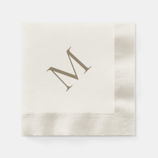 Einfache Gold Monogram Creme Cocktail Serviette (Vorderseite)
