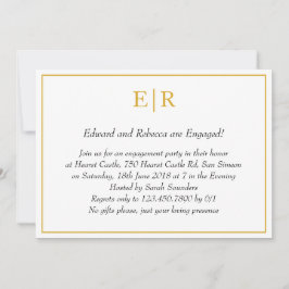 Einfache Gold Monogram Elegante Engagement Party Einladung